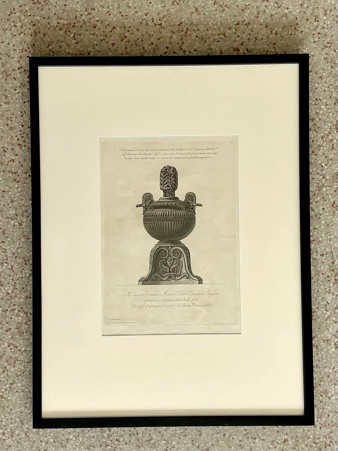Vintage Italian Monumental Giovanni Batista Piranesi Urn Print - Top view