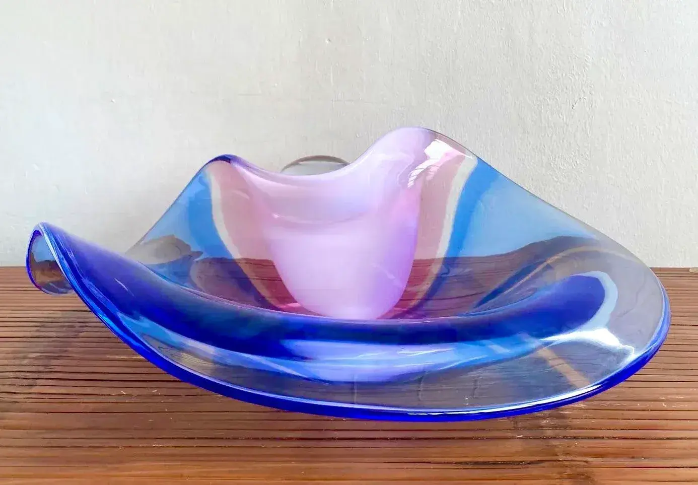 Vintage Italian Monumental Handblown Seguso for Oggetti Glass Bowl - Top view