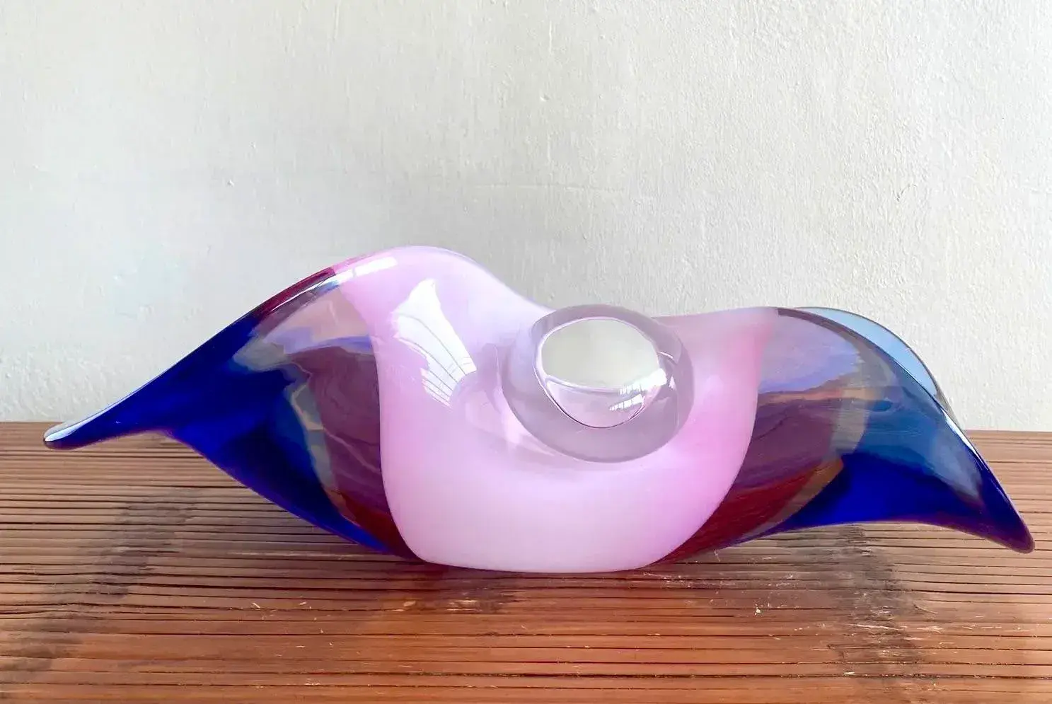 Vintage Italian Monumental Handblown Seguso for Oggetti Glass Bowl - Back view