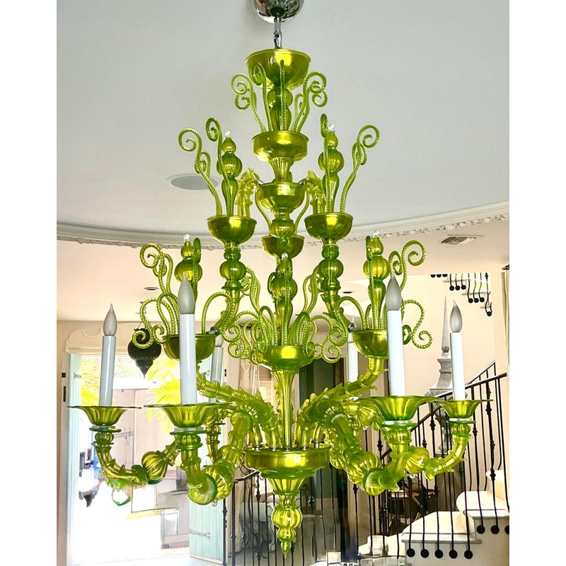 Vintage Italian Monumental Murano Glass Chandelier - Side view