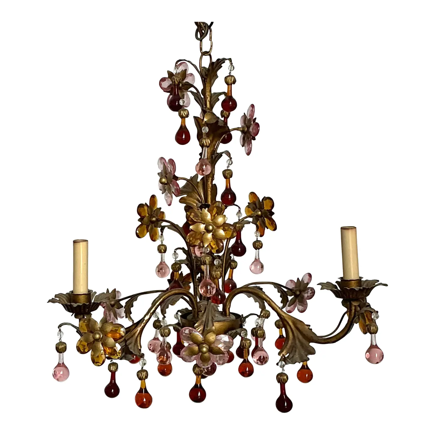 Vintage Italian Murano Glass Floral Chandelier