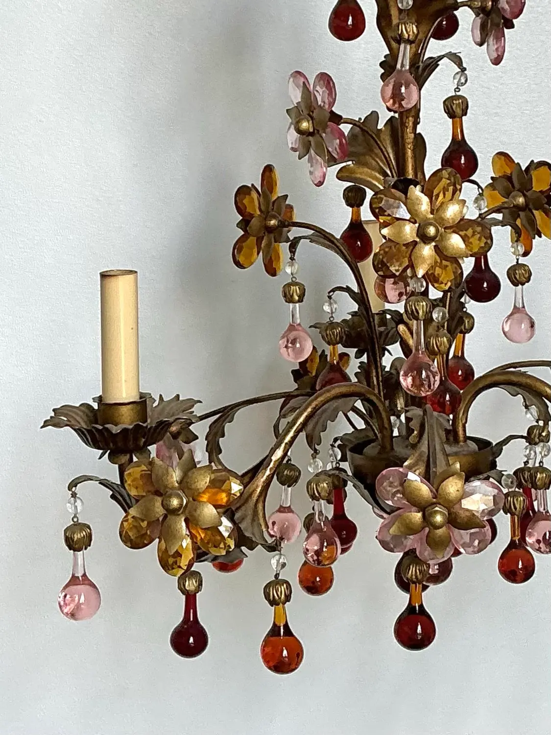 Vintage Italian Murano Glass Floral Chandelier - Top view