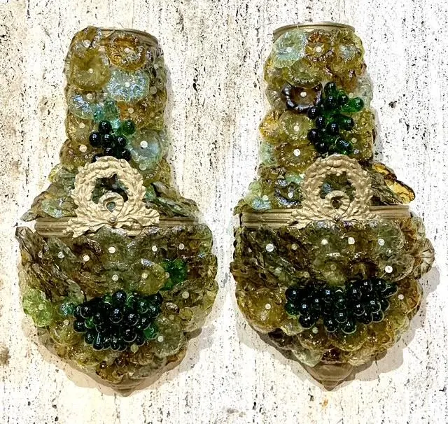 Vintage Italian Murano Glass Flower Sconce - A Pair - Detail view
