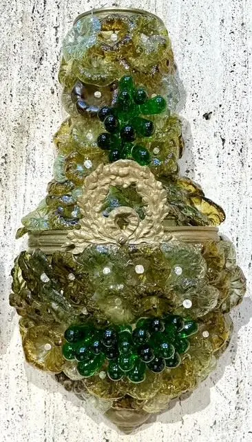 Vintage Italian Murano Glass Flower Sconce - A Pair - Side view