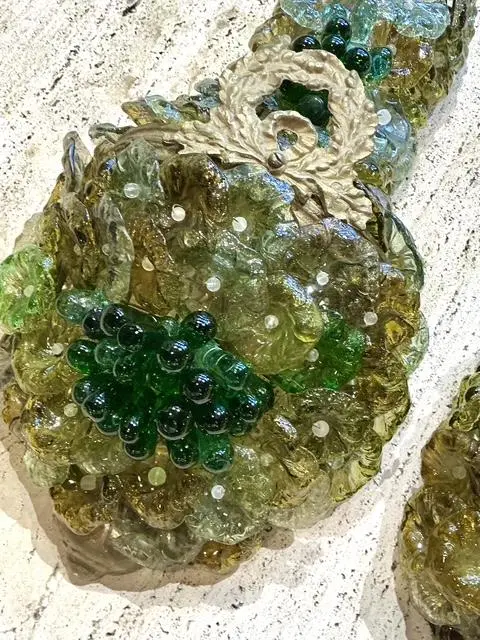 Vintage Italian Murano Glass Flower Sconce - A Pair - Top view