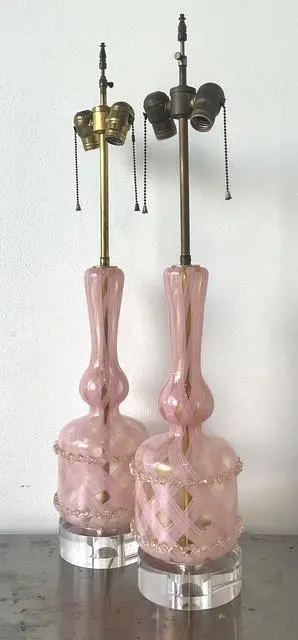 Vintage Italian Murano Glass Lamps - A Pair - Side view