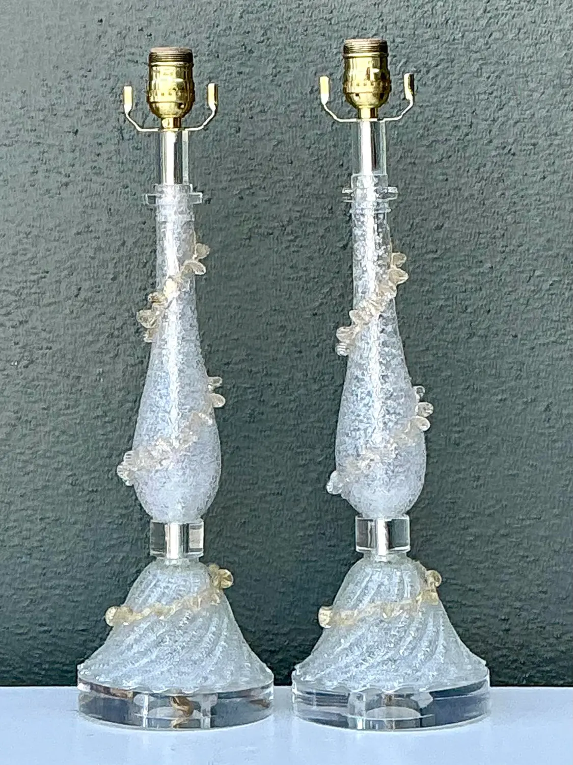 Vintage Italian Murano Glass Lamps - A Pair - Detail view