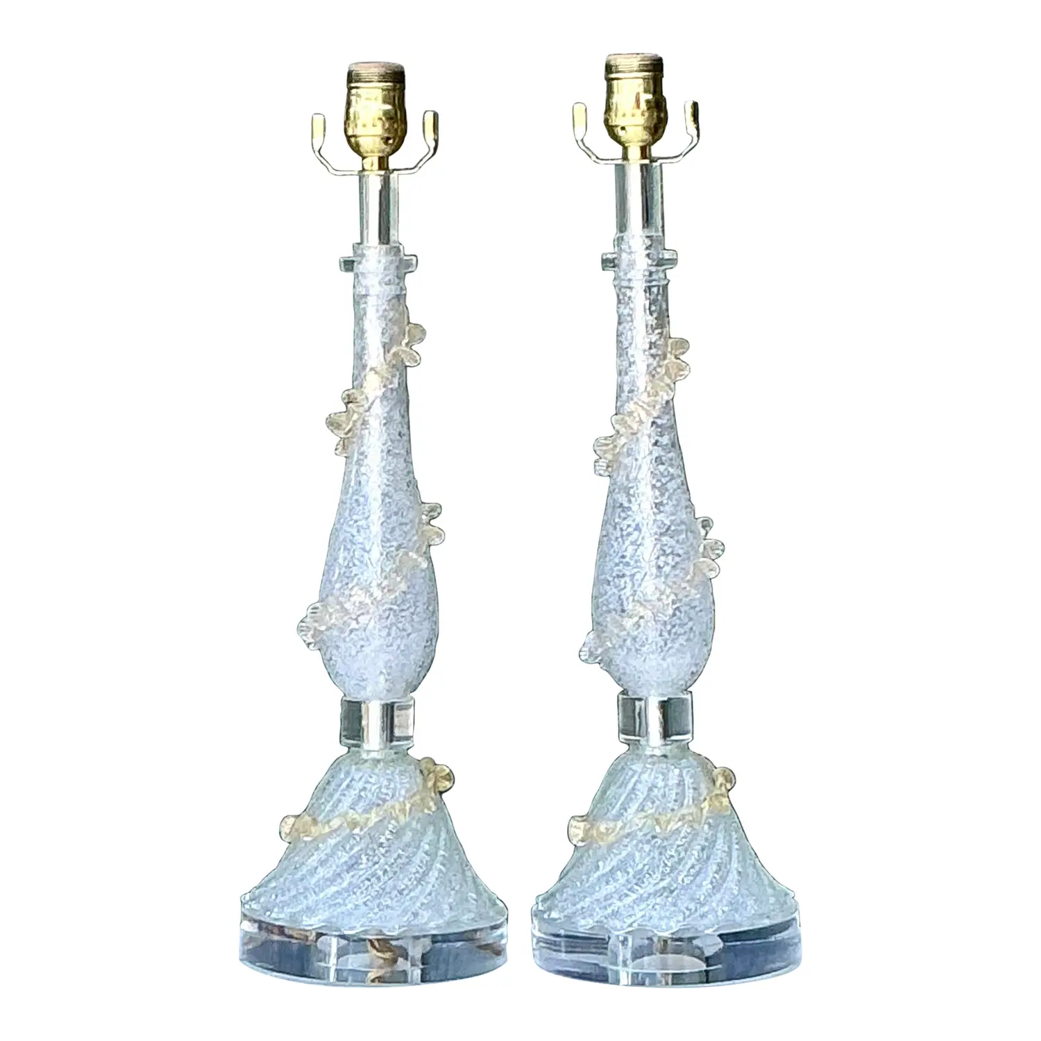 Vintage Italian Murano Glass Lamps - A Pair