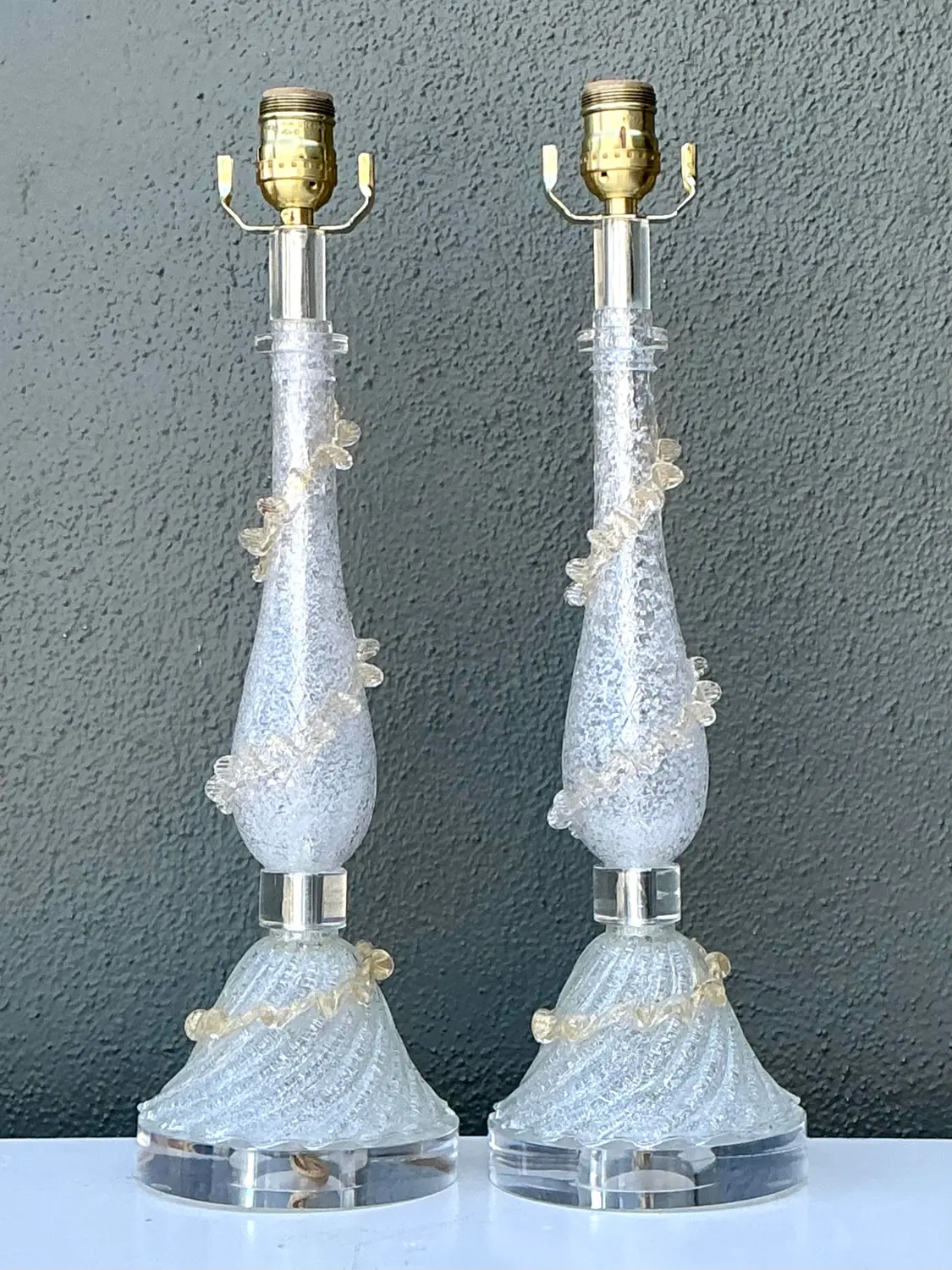 Vintage Italian Murano Glass Lamps - A Pair - Back view