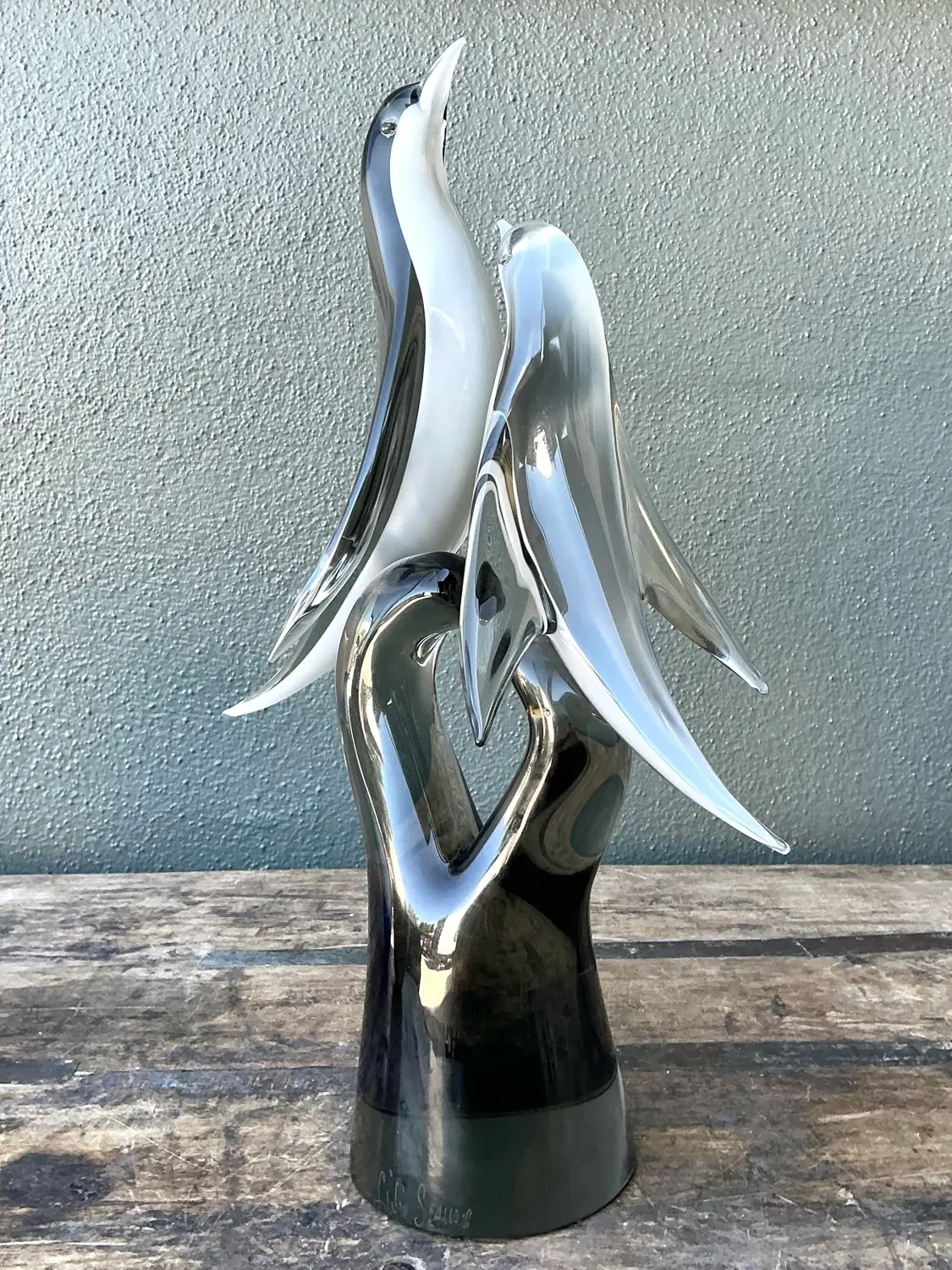 Vintage Italian Murano Seguso Glass Birds - Detail view