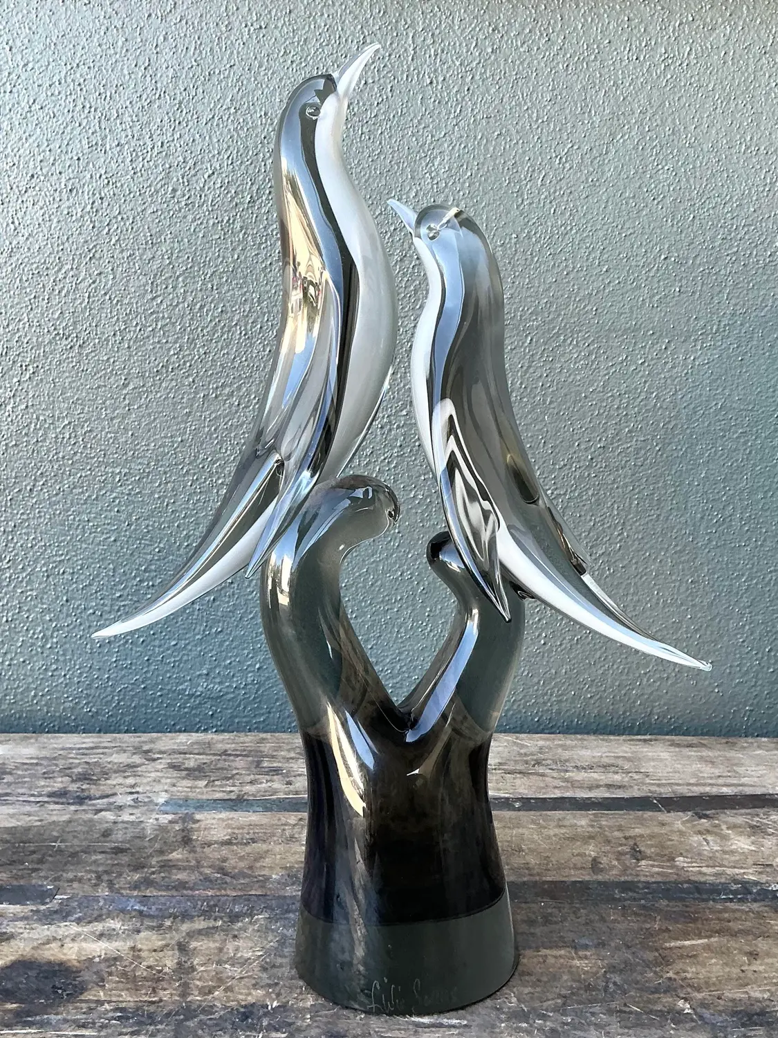 Vintage Italian Murano Seguso Glass Birds - Back view