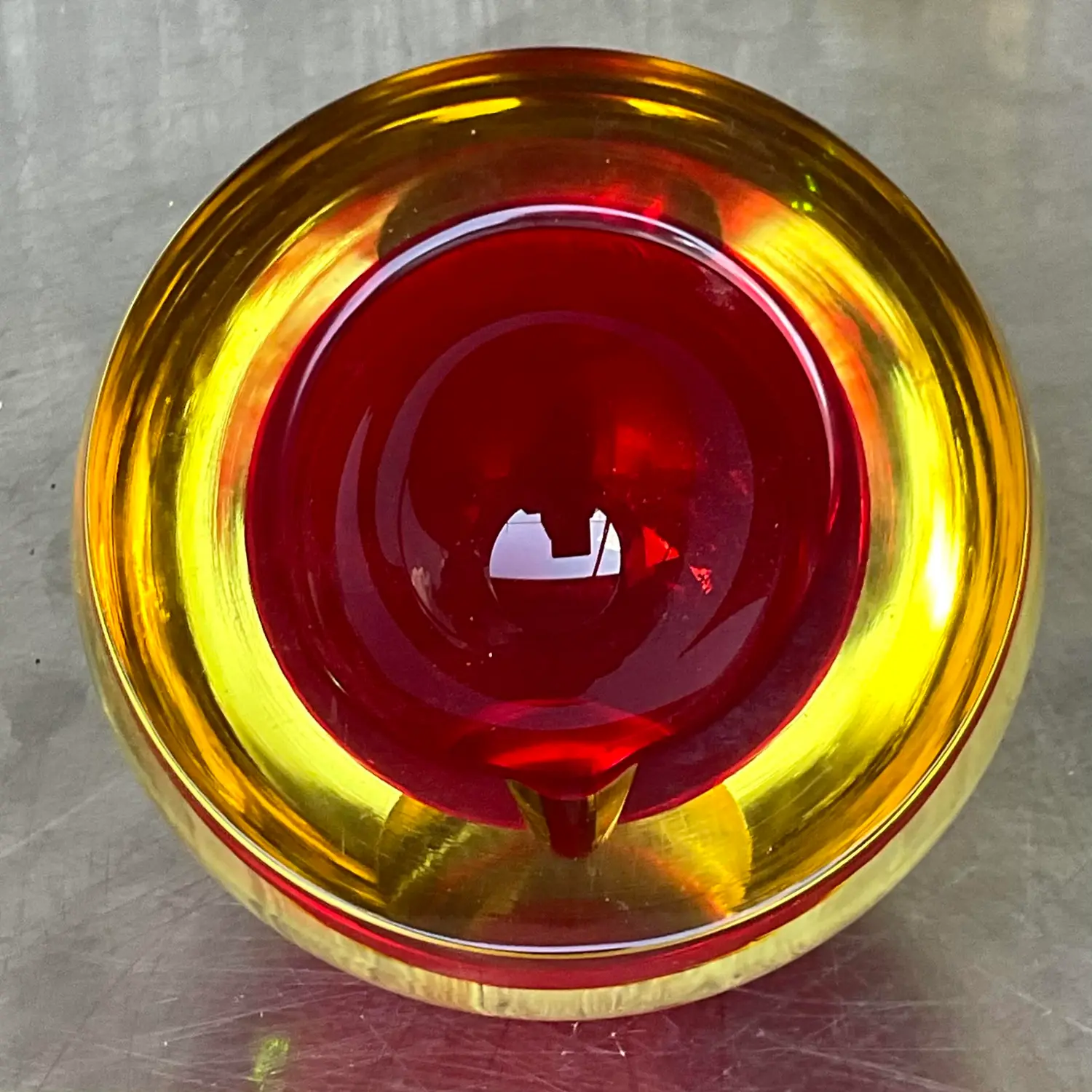 Vintage Italian Murano Sommeroso Attributed Orbe Glass Ashtray - Side view