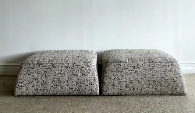 Vintage Italian Natuzzi Low Ottomans - A Pair - Detail view