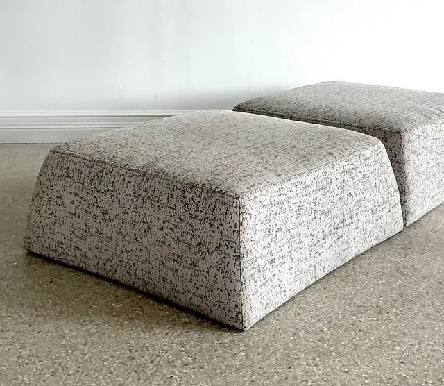 Vintage Italian Natuzzi Low Ottomans - A Pair - Top view