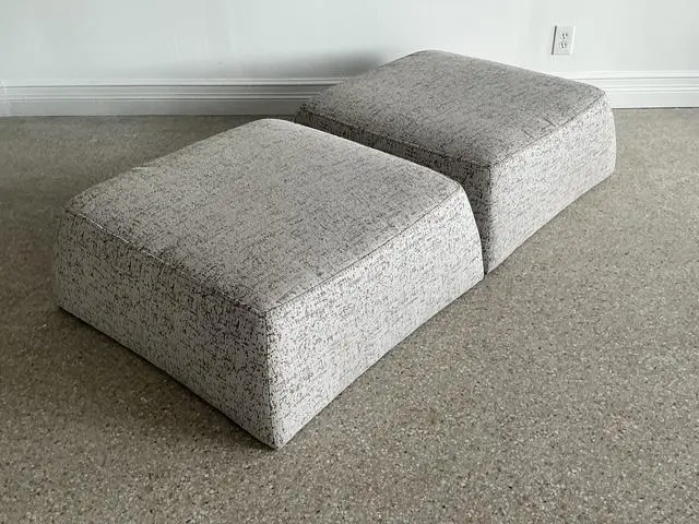 Vintage Italian Natuzzi Low Ottomans - A Pair - Back view