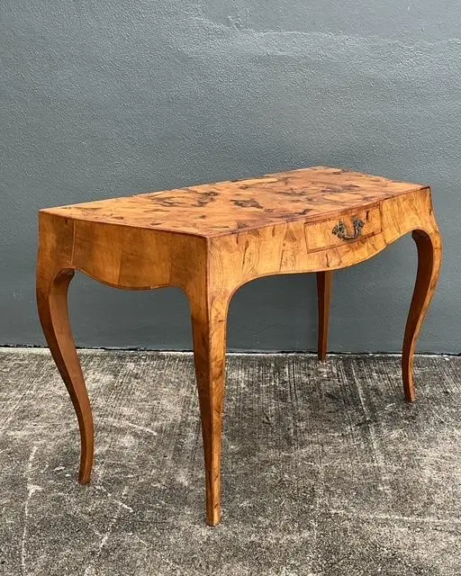 Vintage Italian Olive Burl Wood Writing Desk - Top view