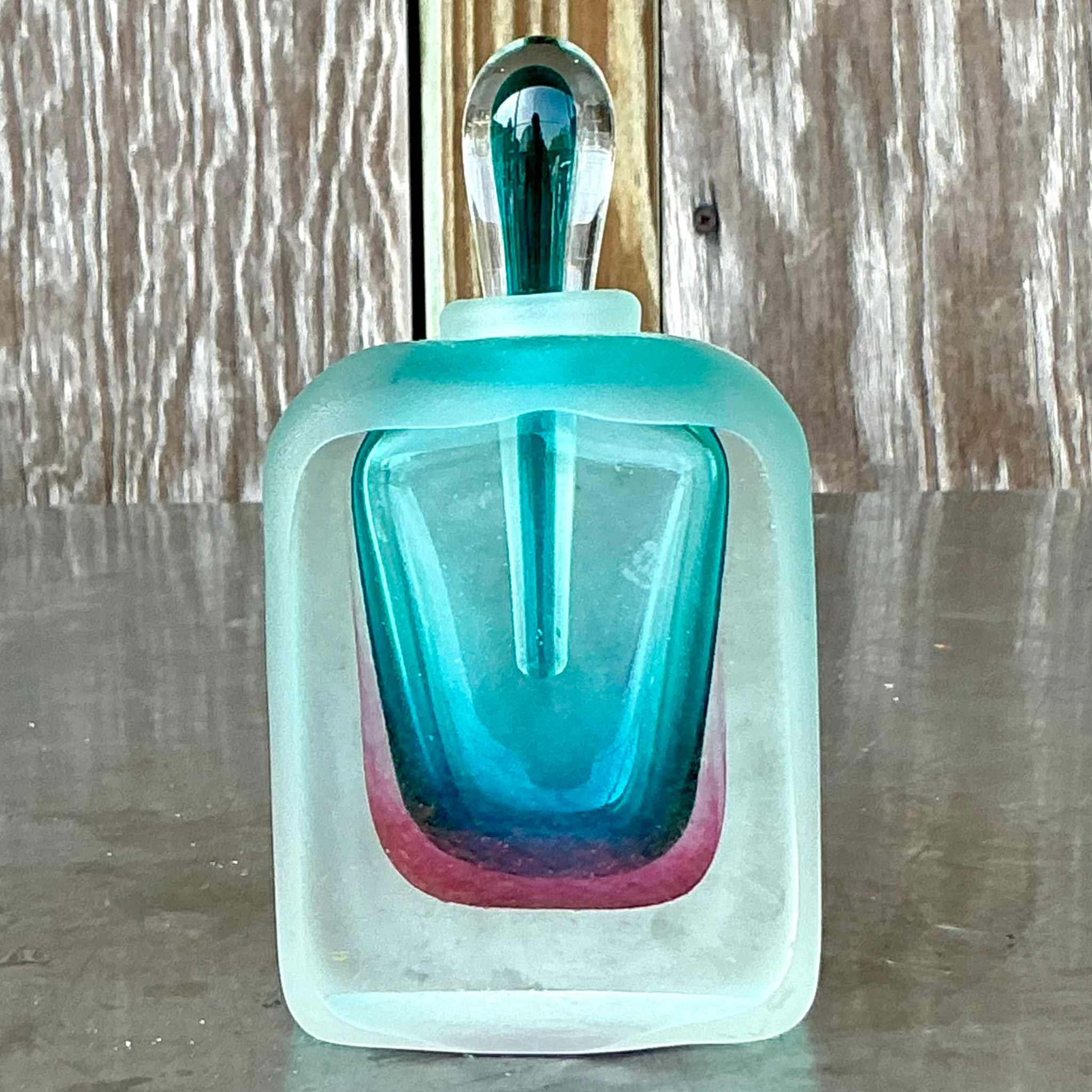 Vintage Italian Ombre Glass Bottle After Murano - Back view