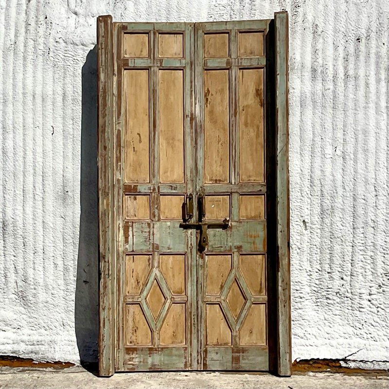 Vintage Italian Patinated Doors With Coordinating Transom - Top view