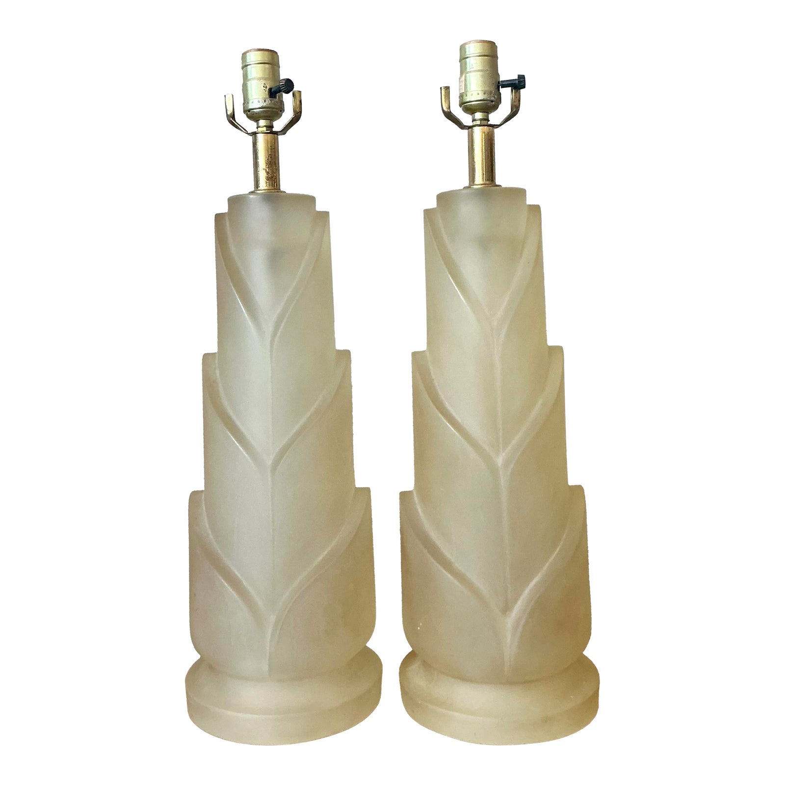 Vintage Italian Paulo Gucci Frosted Resin Lamps - A Pair