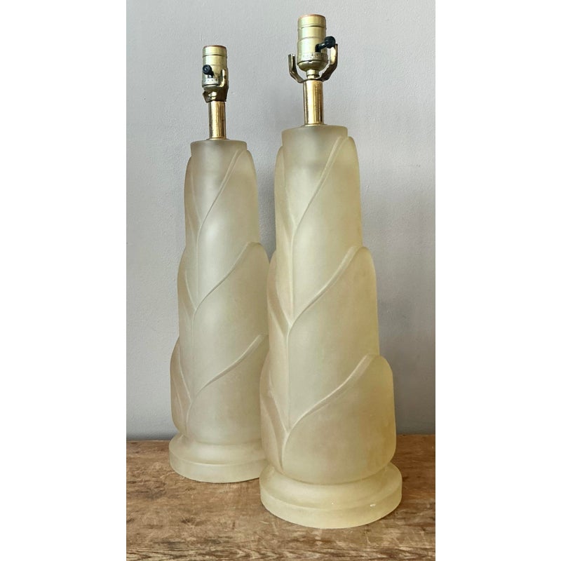 Vintage Italian Paulo Gucci Frosted Resin Lamps - A Pair - Top view