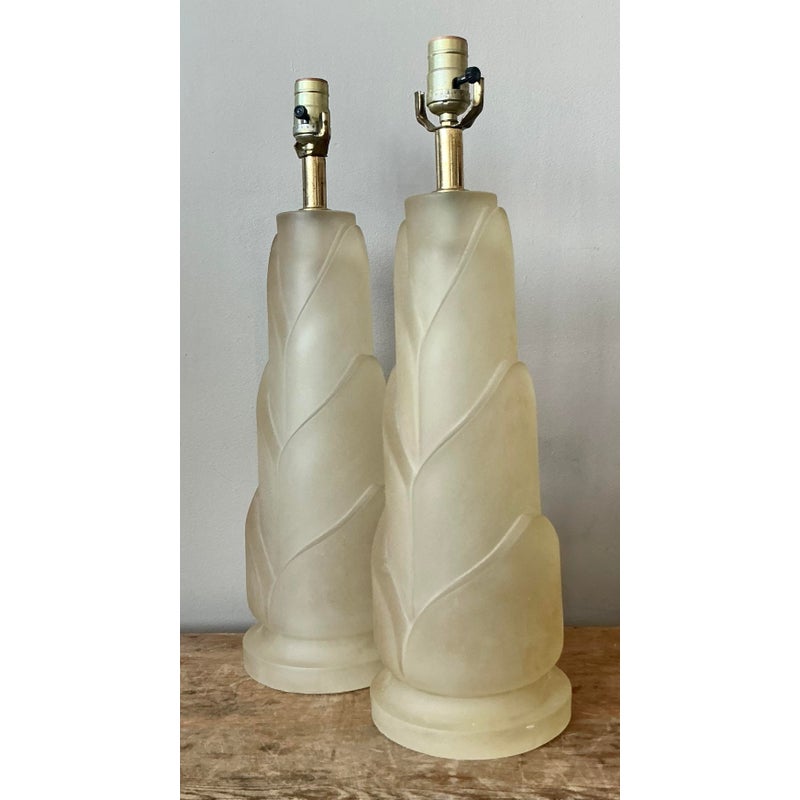 Vintage Italian Paulo Gucci Frosted Resin Lamps - A Pair - Side view