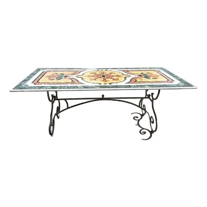Vintage Italian Pietra Dura Inlay Marble Dining Table