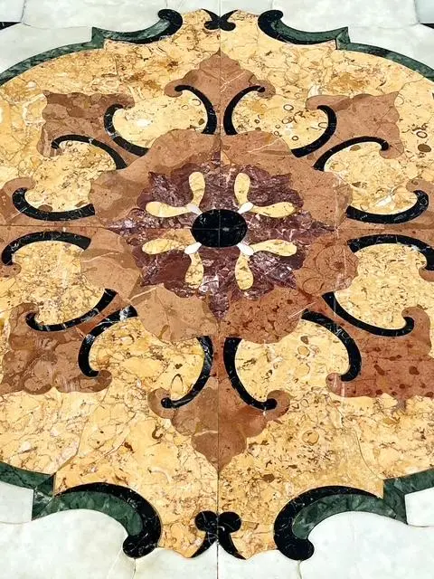 Vintage Italian Pietra Dura Inlay Marble Dining Table - Top view