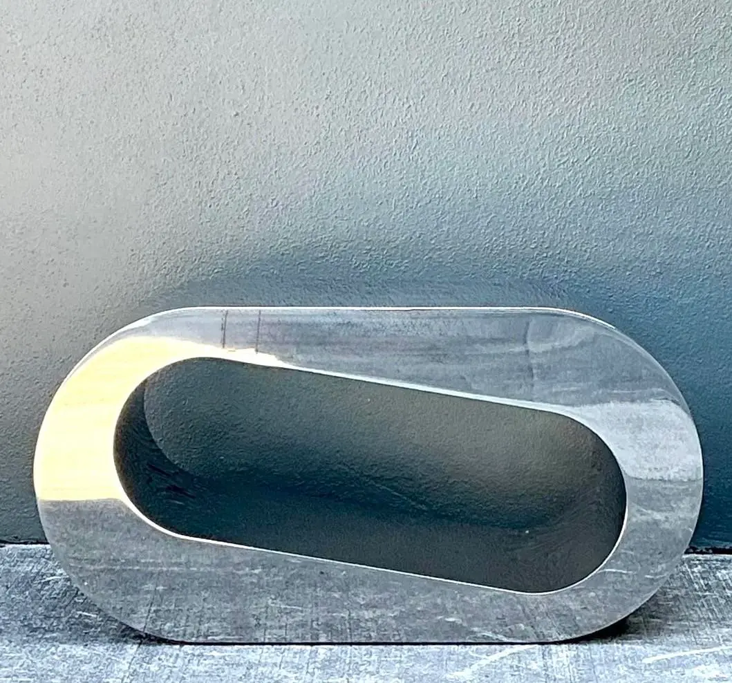 Vintage Italian Polished Chrome Coffee Table - Side view