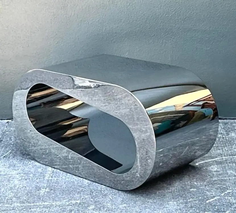 Vintage Italian Polished Chrome Coffee Table - Top view