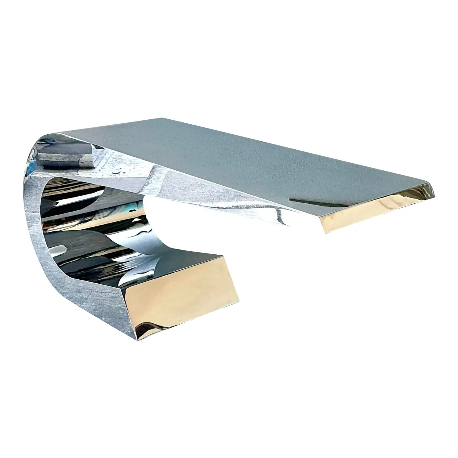 Vintage Italian Polished Chrome Giancarlo Pretazzoli Onda-C Desk - Detail view