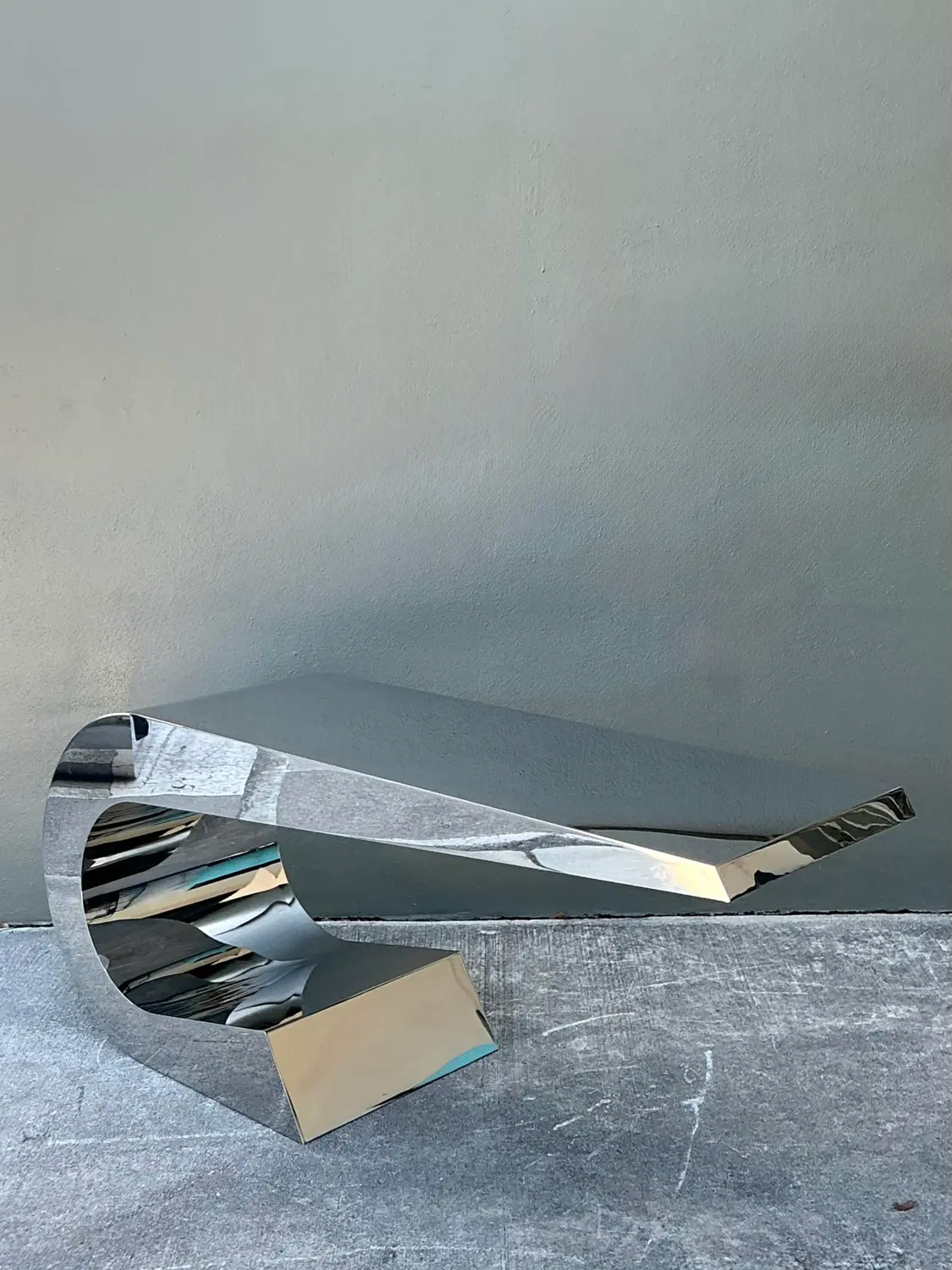 Vintage Italian Polished Chrome Giancarlo Pretazzoli Onda-C Desk - Back view