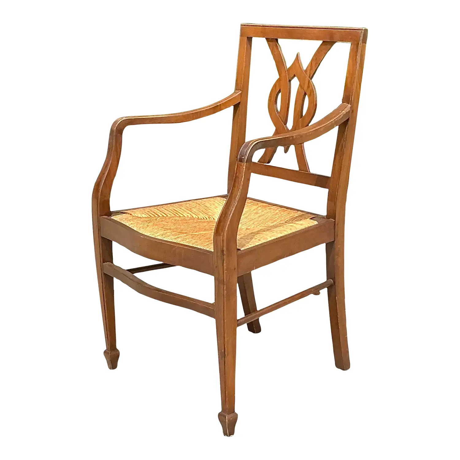 Vintage Italian Rush Seat Arm Chair