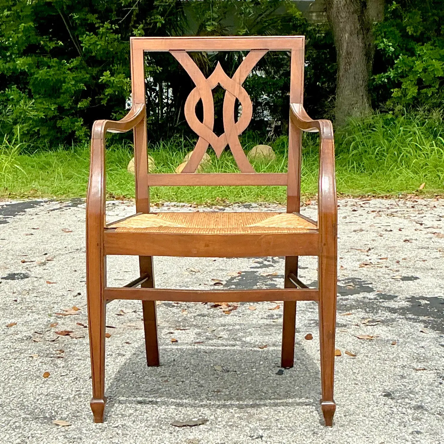 Vintage Italian Rush Seat Arm Chair - Detail view