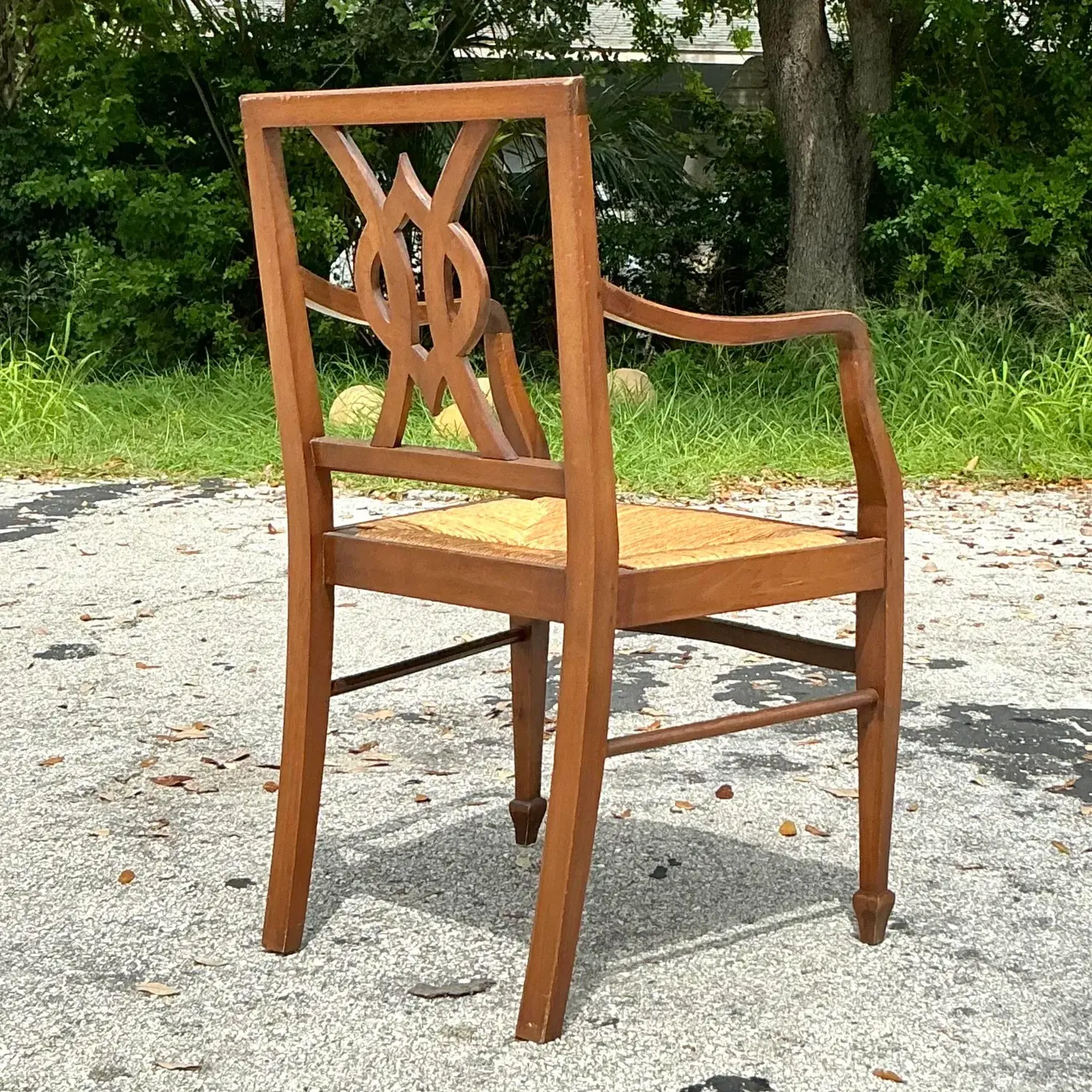 Vintage Italian Rush Seat Arm Chair - Top view