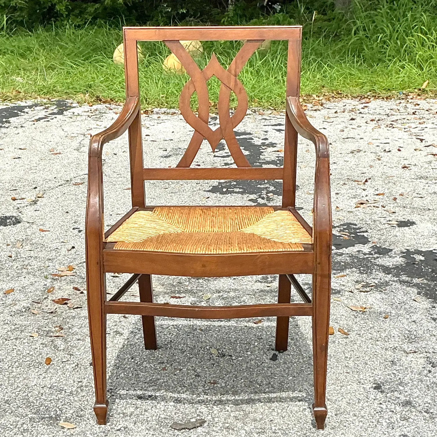 Vintage Italian Rush Seat Arm Chair - Back view