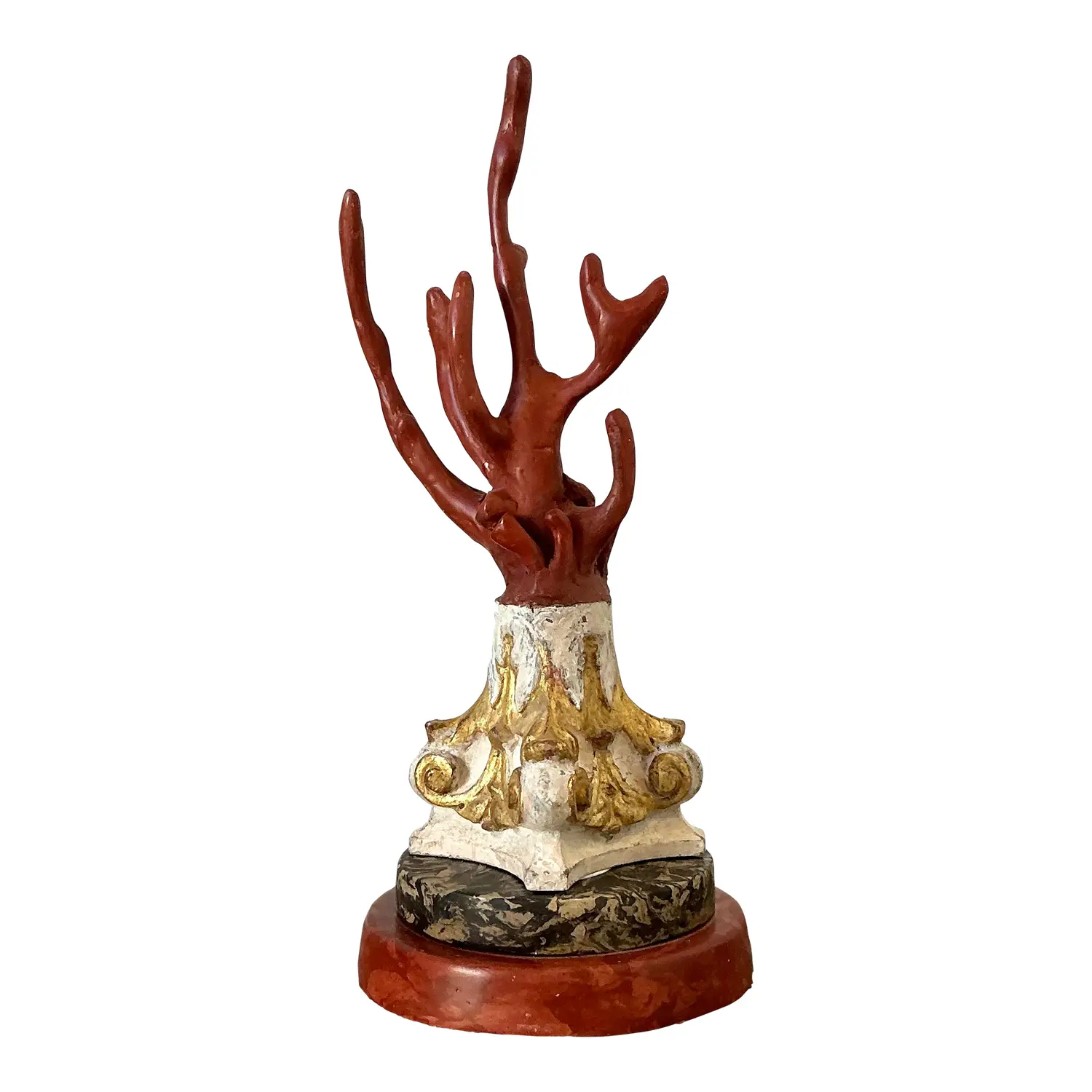 Vintage Italian Scagliola Artisanal Pigmented Plaster Coral Branch