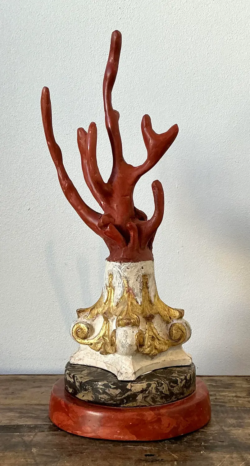 Vintage Italian Scagliola Artisanal Pigmented Plaster Coral Branch - Top view