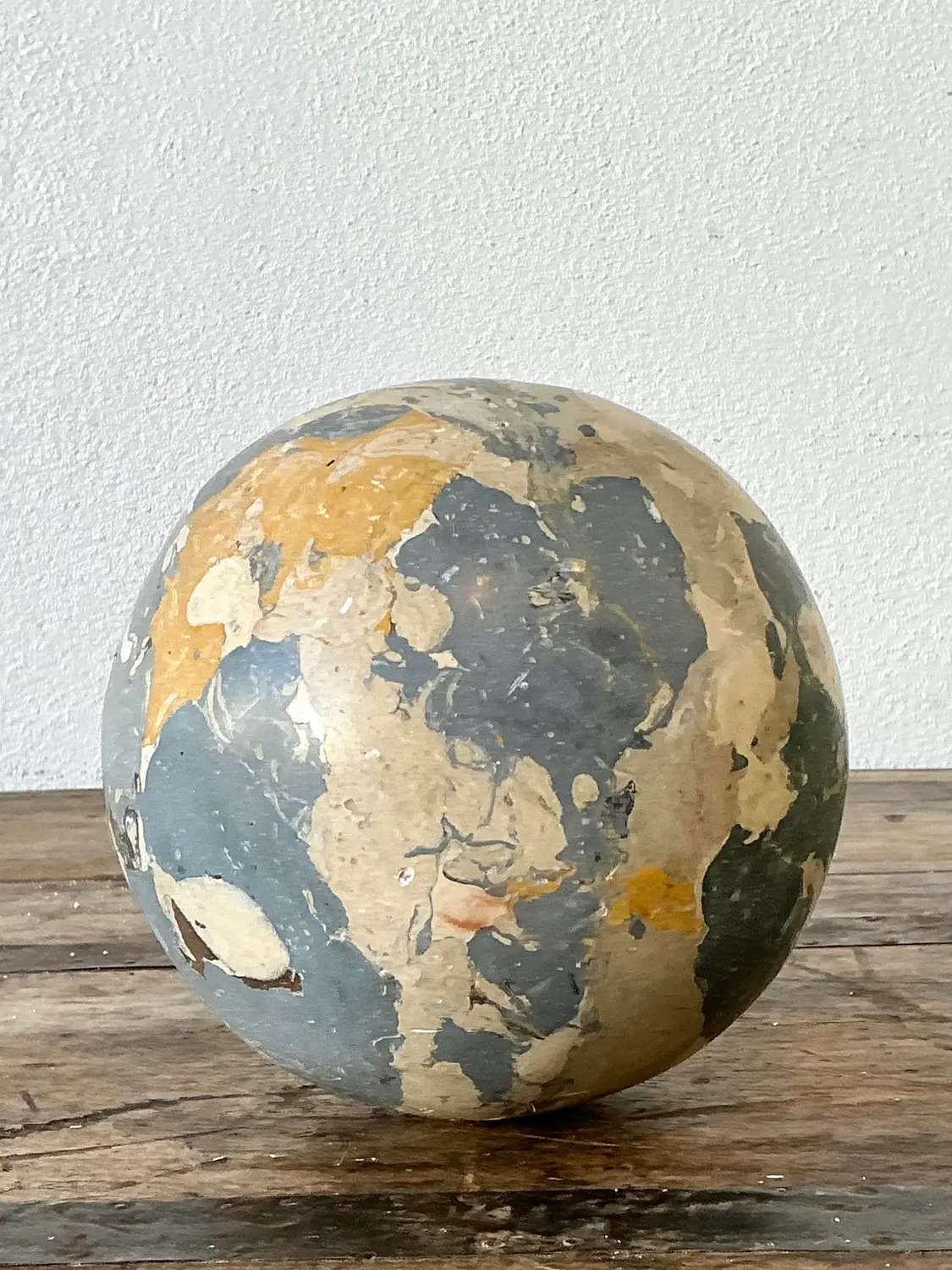 Vintage Italian Scagliola Artisanal Pigmented Plaster Sphere - Back view