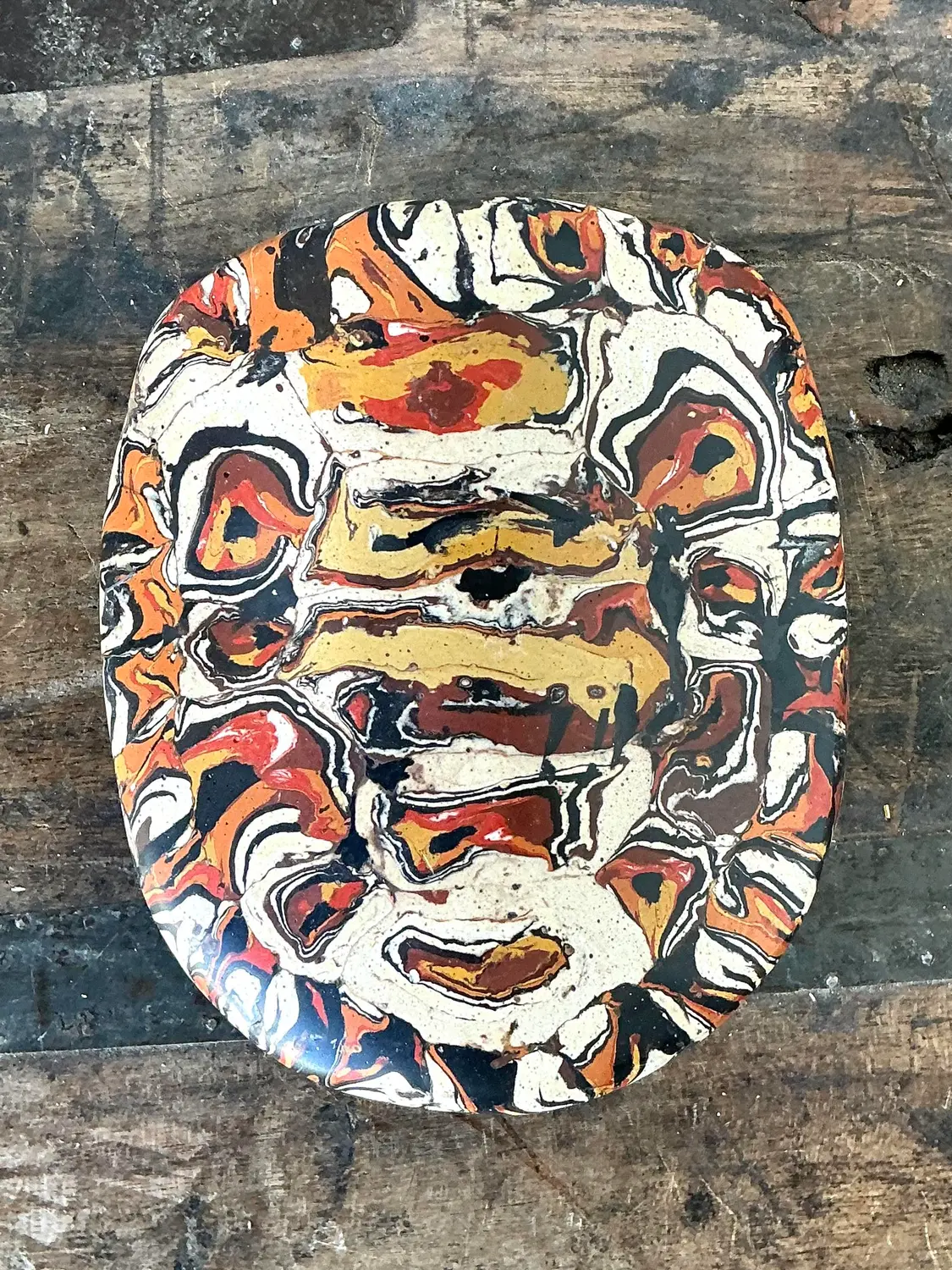 Vintage Italian Scagliola Artisanal Pigmented Plaster Turtle Shell - Detail view