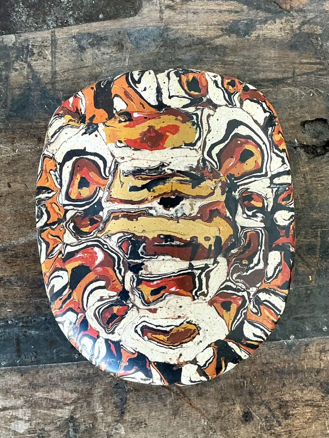 Vintage Italian Scagliola Artisanal Pigmented Plaster Turtle Shell - Side view