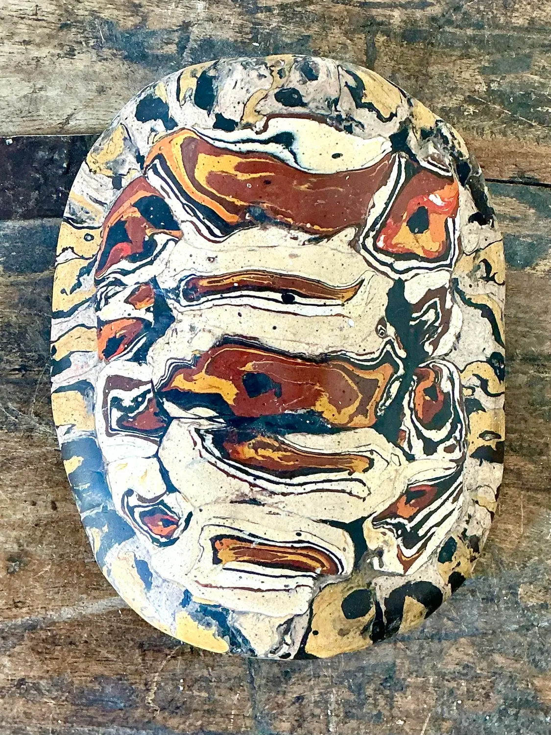 Vintage Italian Scagliola Artisanal Pigmented Plaster Turtle Shell - Detail view