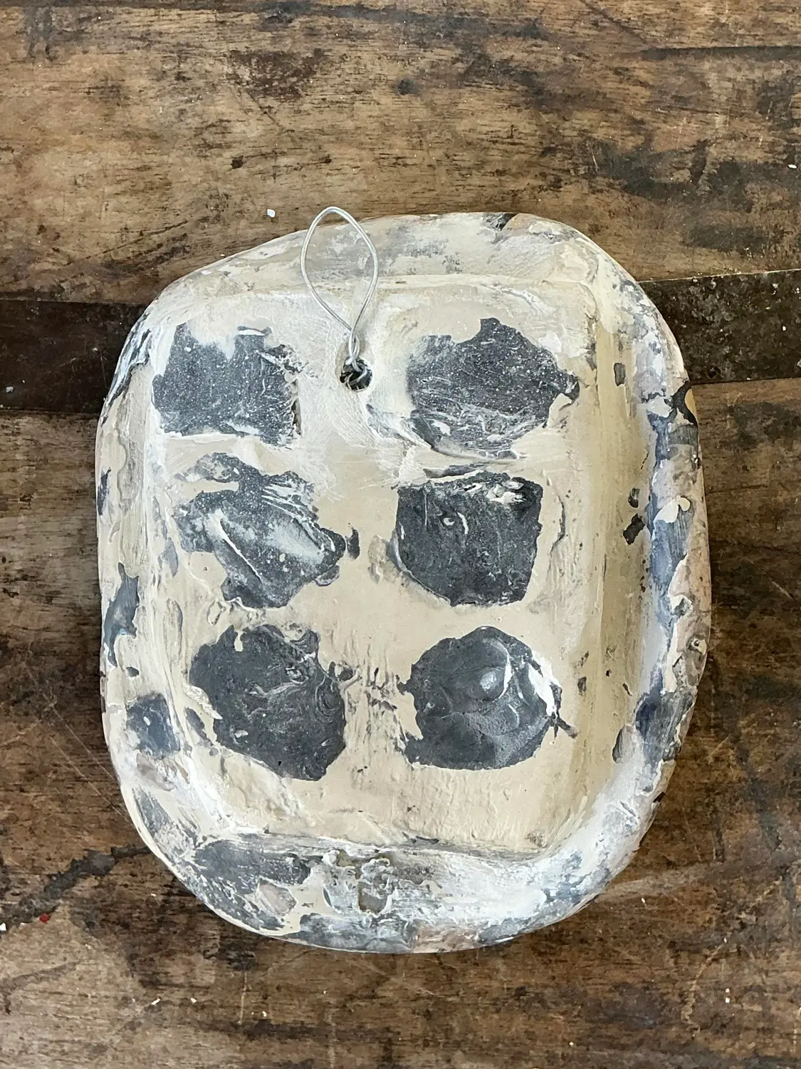 Vintage Italian Scagliola Artisanal Pigmented Plaster Turtle Shell - Back view