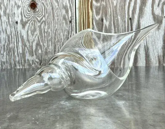 Vintage Italian Signed Seguso Murano Glass Large Shell - Top view