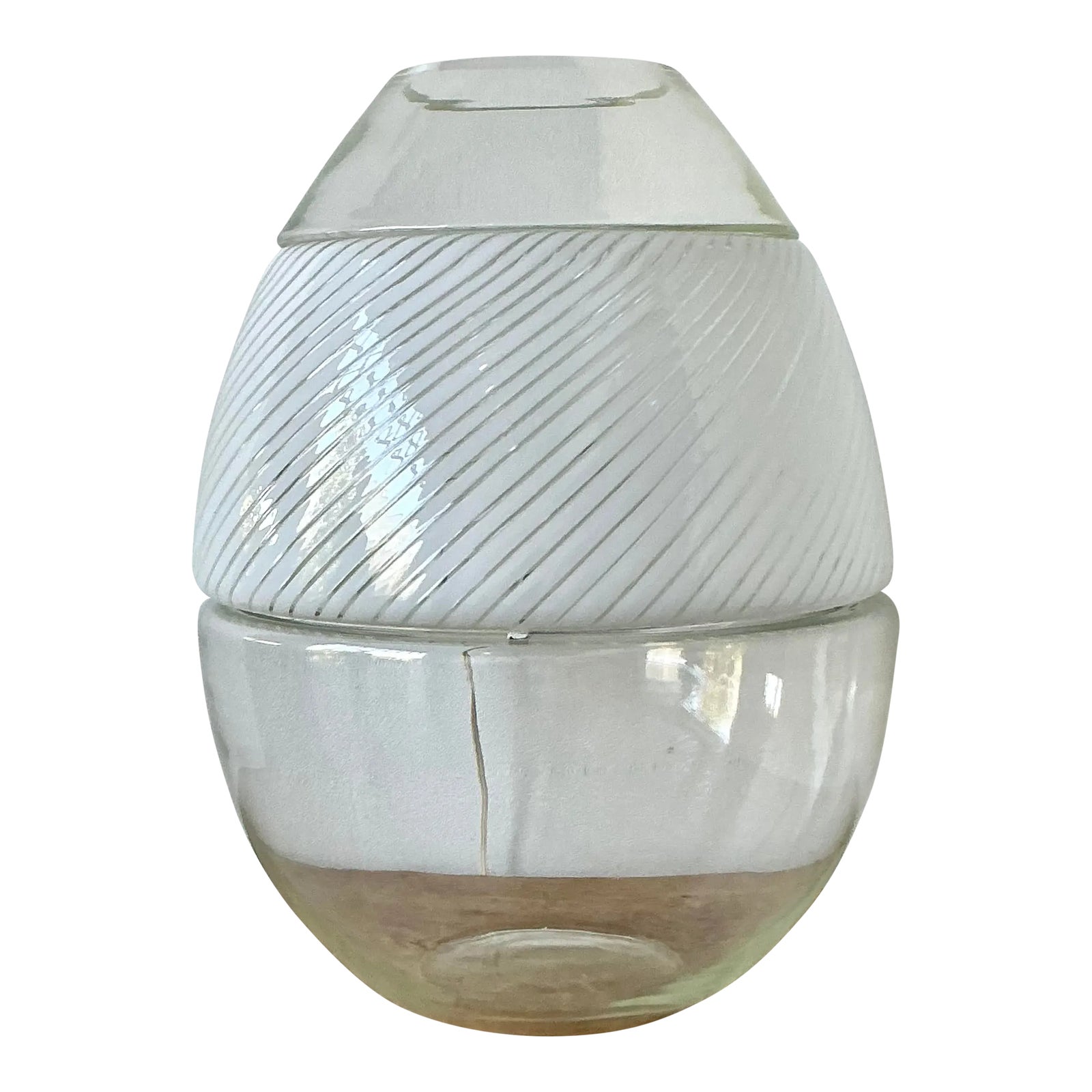 Vintage Italian Stacked Glass Lamps With Built in Vase