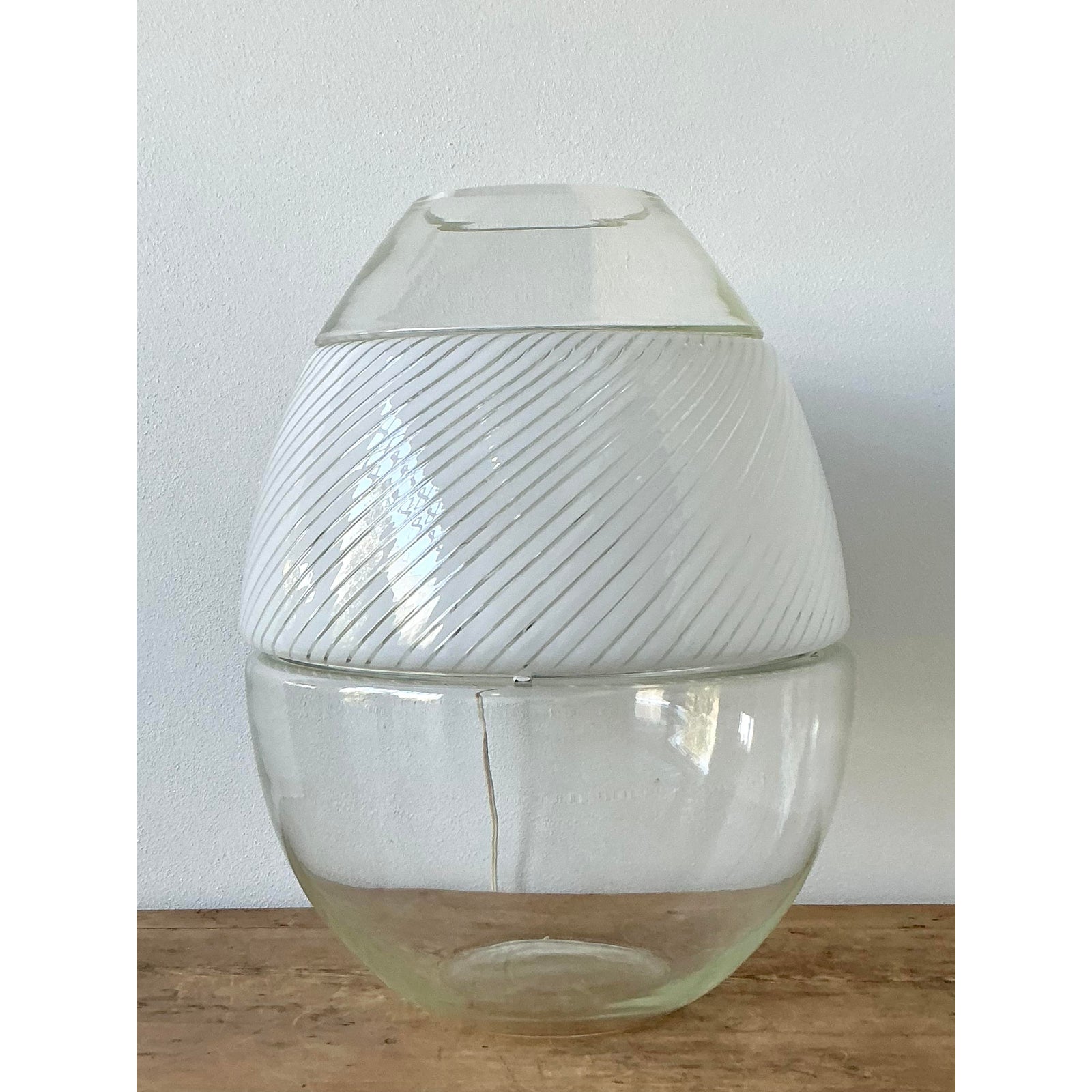 Vintage Italian Stacked Glass Lamps With Built in Vase - Detail view