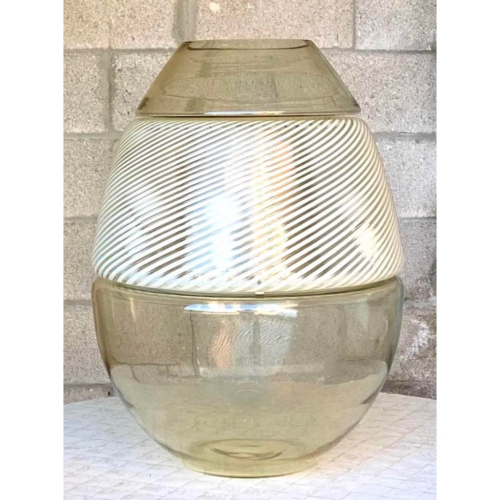 Vintage Italian Stacked Glass Lamps With Built in Vase - Top view