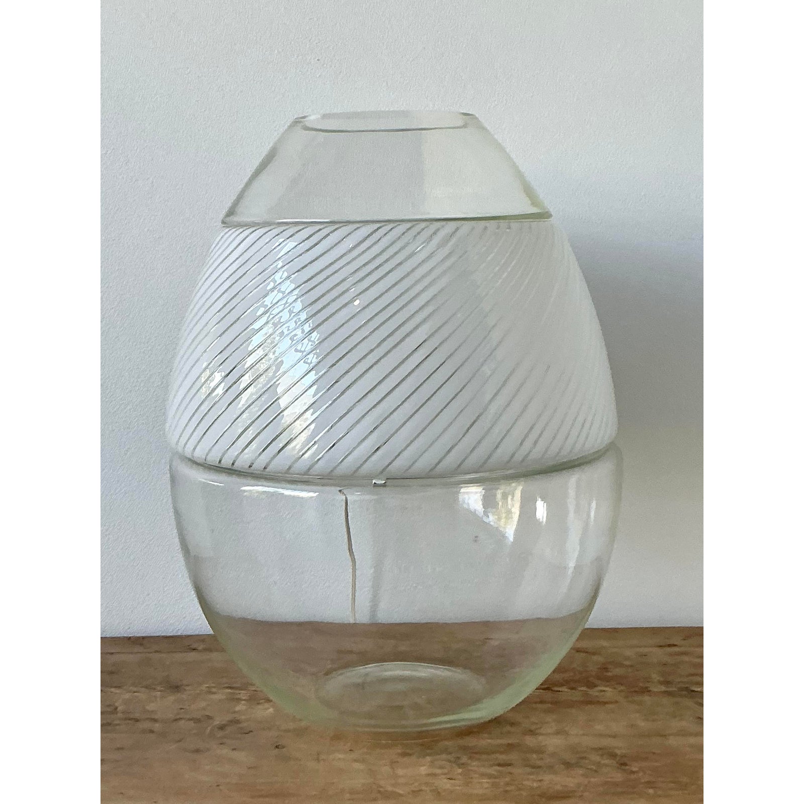 Vintage Italian Stacked Glass Lamps With Built in Vase - Back view