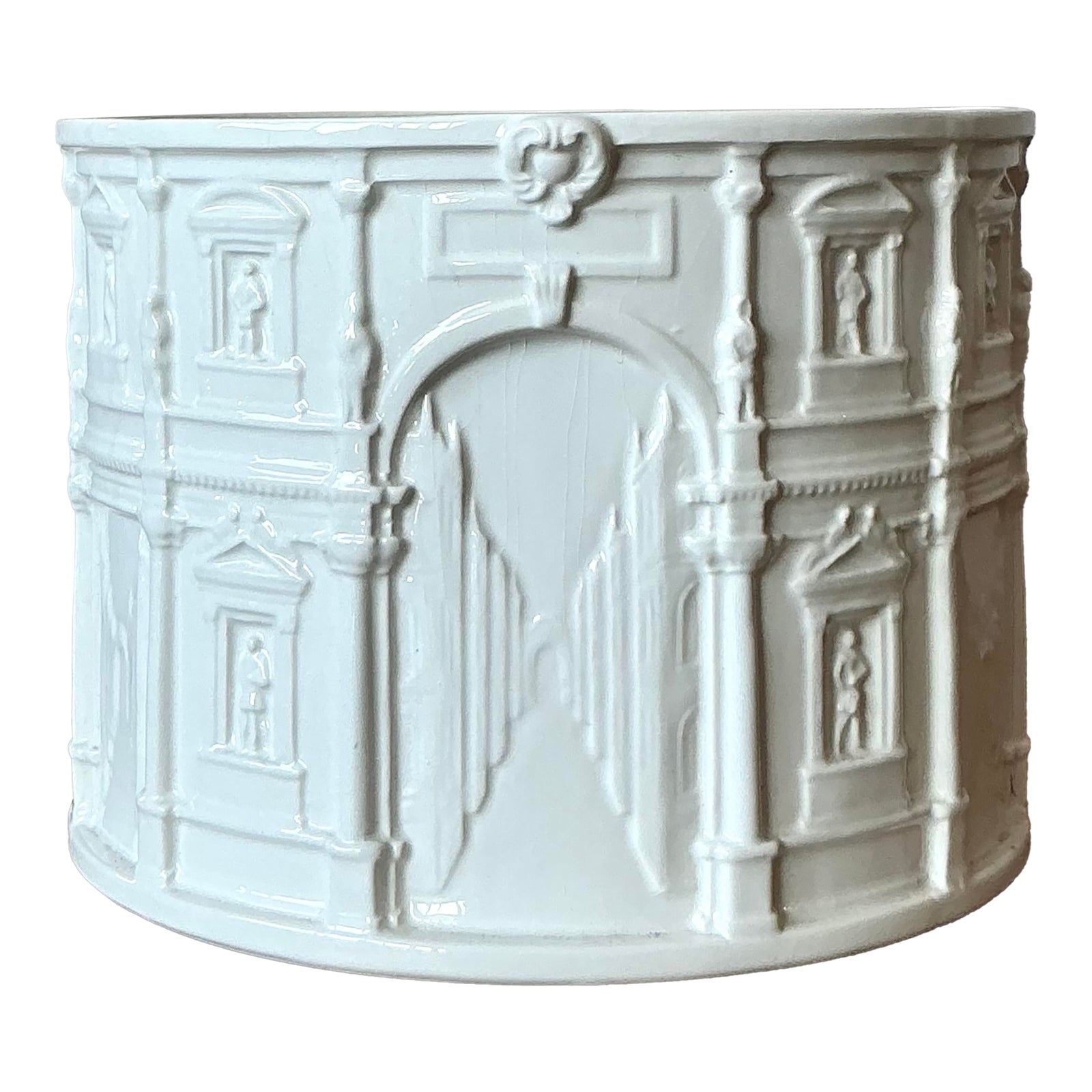 Vintage Italian Tiffany and Co Glazed Ceramic Cache Pot - Detail view