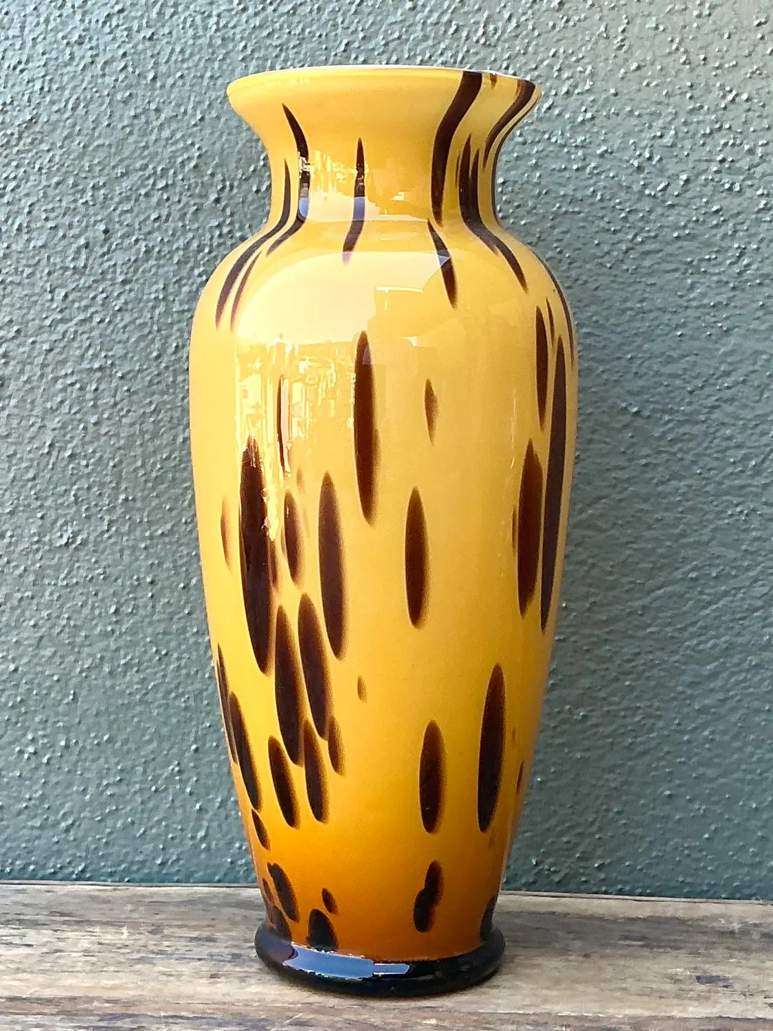 Vintage Italian Tortoise Glass Vase - Side view