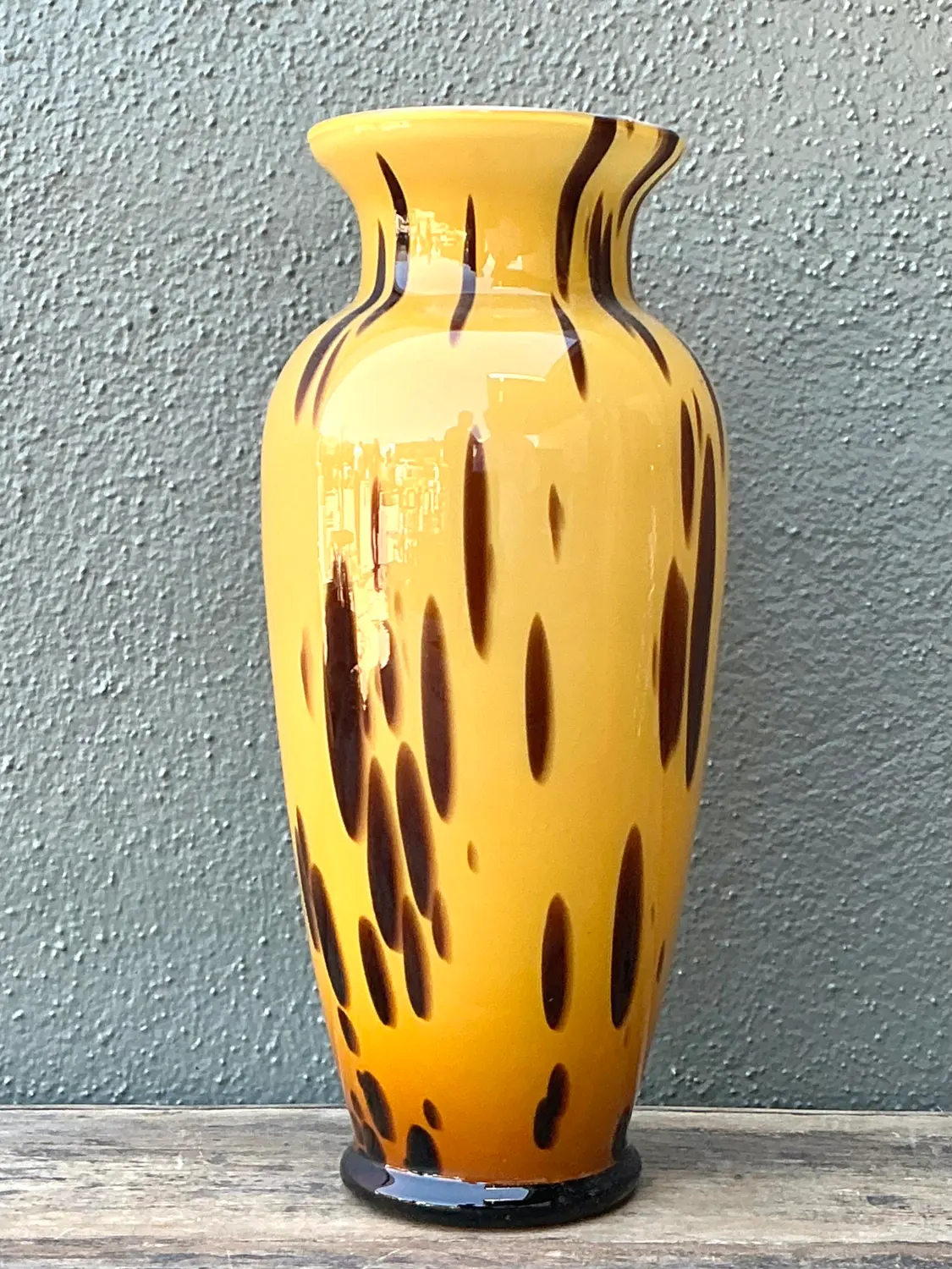 Vintage Italian Tortoise Glass Vase - Back view